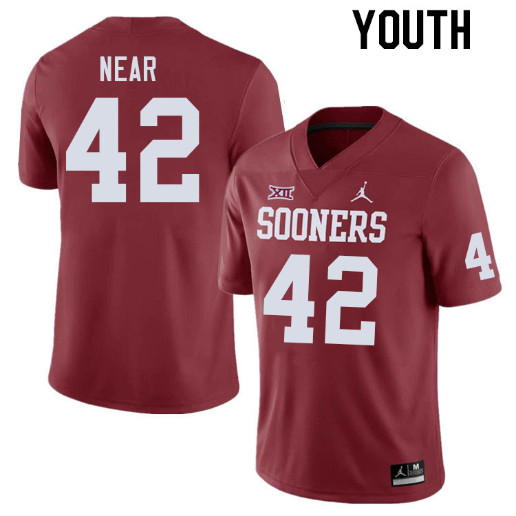 Youth #42 Konnor Near Oklahoma Sooners College Football Jerseys Stitched Sale-Crimson - Click Image to Close